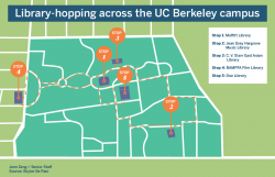 Library hopping across campus map.