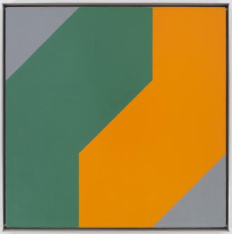 Frederick Hammersley: Me & thee, #14 1980; oil on linen; 24 x 24 in.; BAMPFA, gift of the Frederick Hammersley Foundation. © 2019 Frederick Hammersley Foundation / Artists Rights Society (ARS), New York