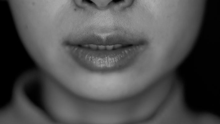 Close up image of a person's mouth